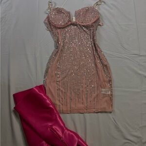 Elegant Pink Embellished Dress